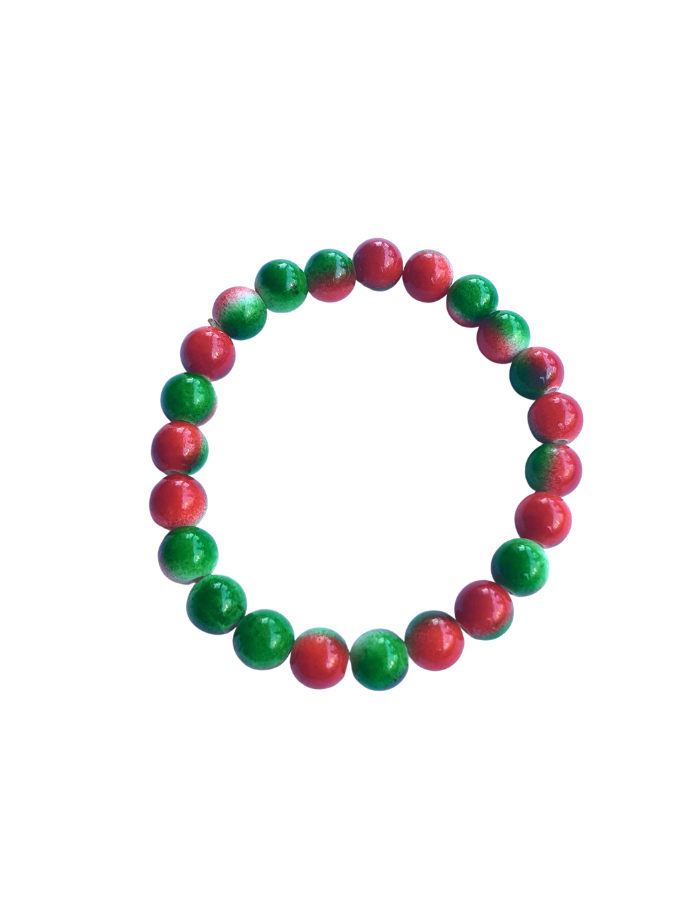 Bracelet perlé élastique – Couleurs du Burundi rouge et vert
