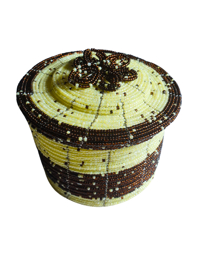 Boîte Artisanale en Perles Tissées – Coffret Décoratif Fait Main