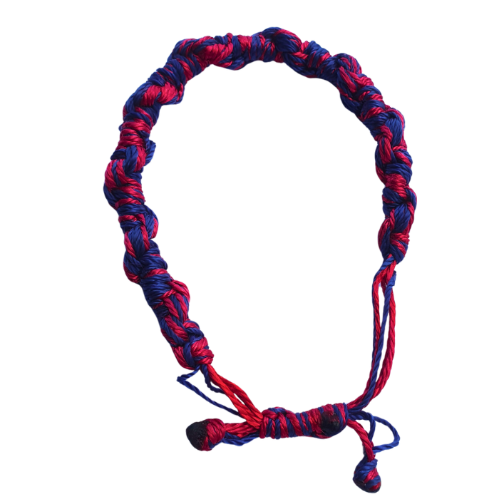 Bracelet Tressé Rouge et Bleu Ajustable – Fait Main