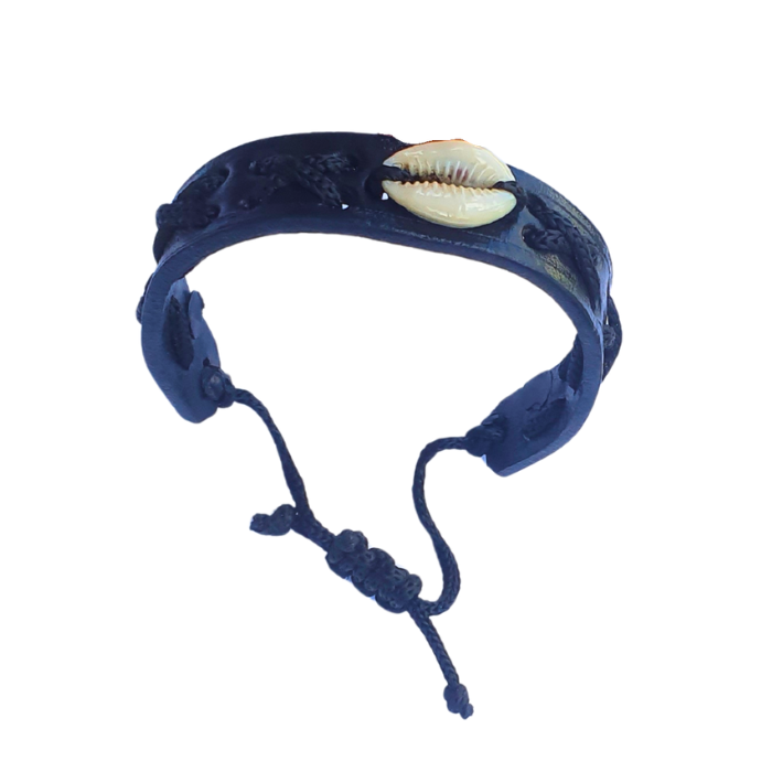 Bracelet Noir avec Coquillage Cauri – Bijou Afro Bohème Ajustable