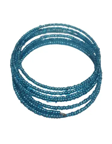 Bracelet Spirale en Perles – Bleu Transparent