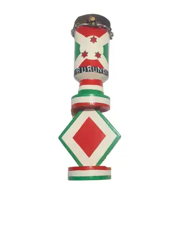 Tambour Décoratif du Burundi sur Socle – Miniature en Bois