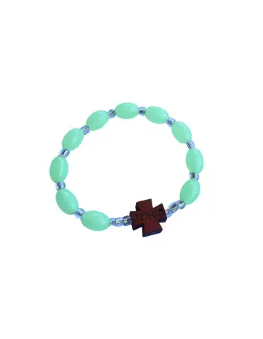 Bracelet chapelet discret “JESUS” – Perles vert clair translucide