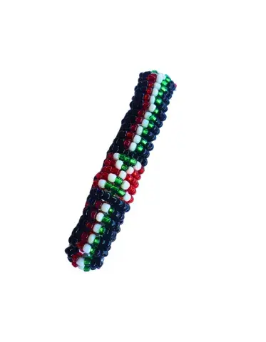 Bracelet perlé élastique artisanal – Motif Burundi (style tissé premium)