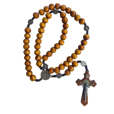 Chapelet Traditionnel en Perles Bois – Croix Bois & Christ Argenté