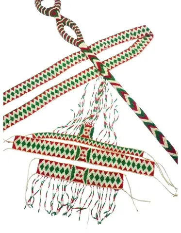 Parure Traditionnelle Burundaise en Perles avec Bâton Cérémoniel – Ensemble Complet