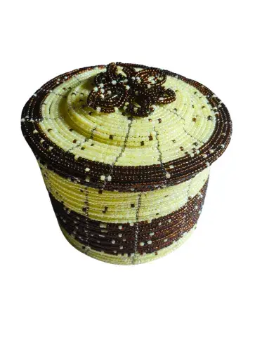 Boîte Artisanale en Perles Tissées – Coffret Décoratif Fait Main