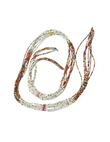 Chaîne de Taille Artisanale Multirangs en Perles – Pièce Premium Blanche & Multicolore