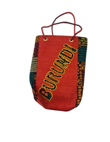 Sac Cabas Africain “Burundi Urban Style” – Tissu Rouge & Motifs Graphiques – Format Compact