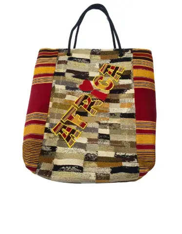 Sac Cabas Africain “Africa Love” – Motif Élégant & Cœur – Grand Format Chic