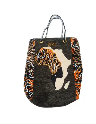 Sac Cabas Africain “DRC Art Essence” – Motif Carte & Silhouette – Design Artistique