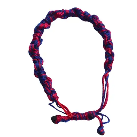 Bracelet Tressé Rouge et Bleu Ajustable – Fait Main