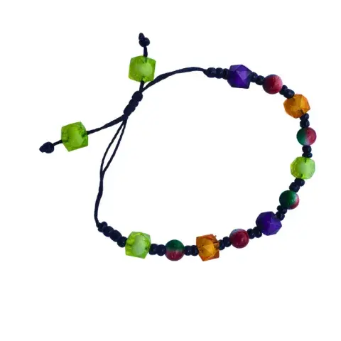 Bracelet Artisanal Multicolore Ajustable avec Perles Cristal – Fait Main