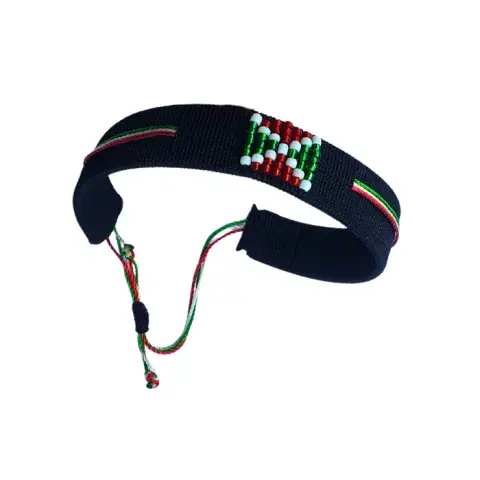 Bracelet Tissé Noir aux Couleurs du Kenya – Style Afro Minimaliste