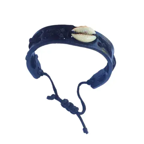 Bracelet Noir avec Coquillage Cauri – Bijou Afro Bohème Ajustable
