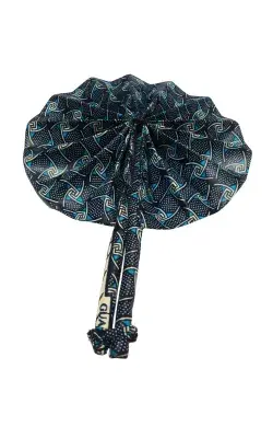 Éventail Artisanal Africain en Tissu Wax Bleu – Fait Main