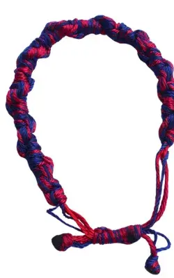Bracelet Tressé Rouge et Bleu Ajustable – Fait Main