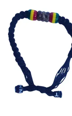 Bracelet Tressé Bleu avec Perles Rasta – Ajustable et Fait Main