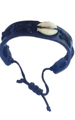Bracelet Noir avec Coquillage Cauri – Bijou Afro Bohème Ajustable
