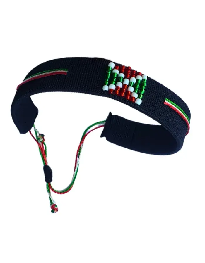 Bracelet Tissé Noir aux Couleurs du Kenya – Style Afro Minimaliste