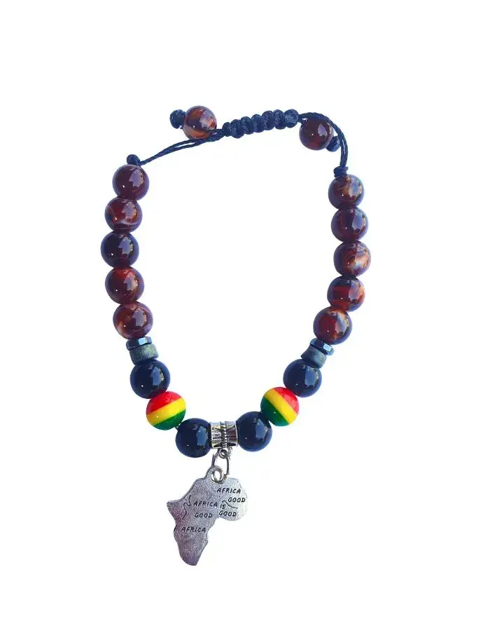 Bracelet Carte d'Afrique Ambrée – Version Ajustable