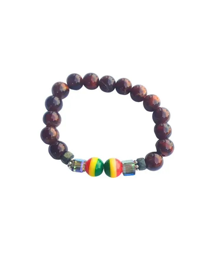 Bracelet Rasta Ambré – Version Élastique