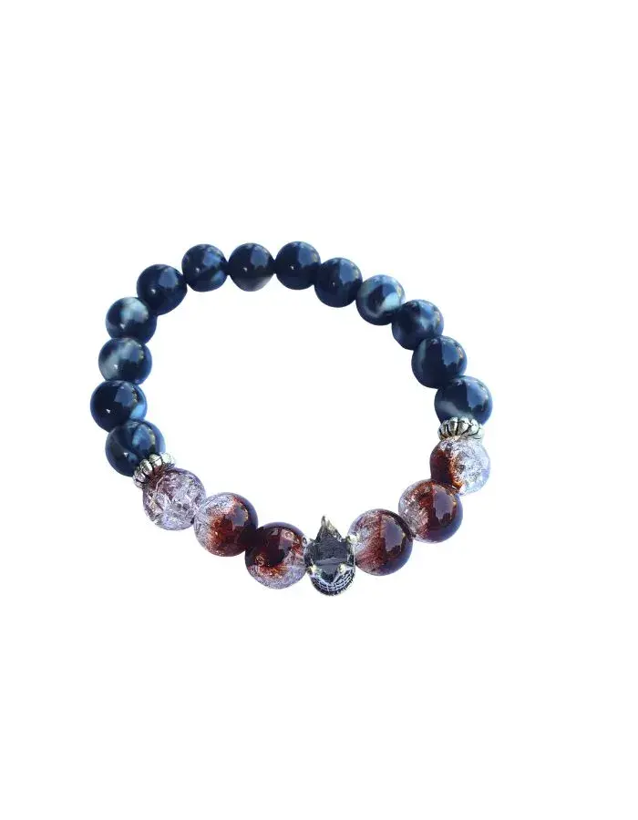 Bracelet Crâne Couronné Craquelé – Version Élastique