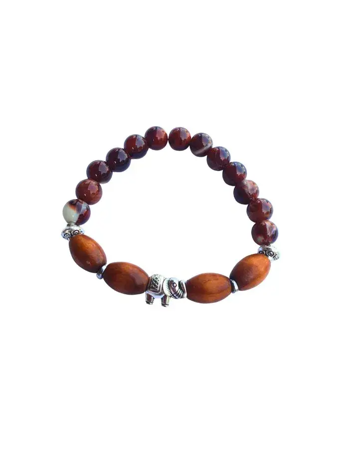 Bracelet Éléphant Ambré – Version Élastique