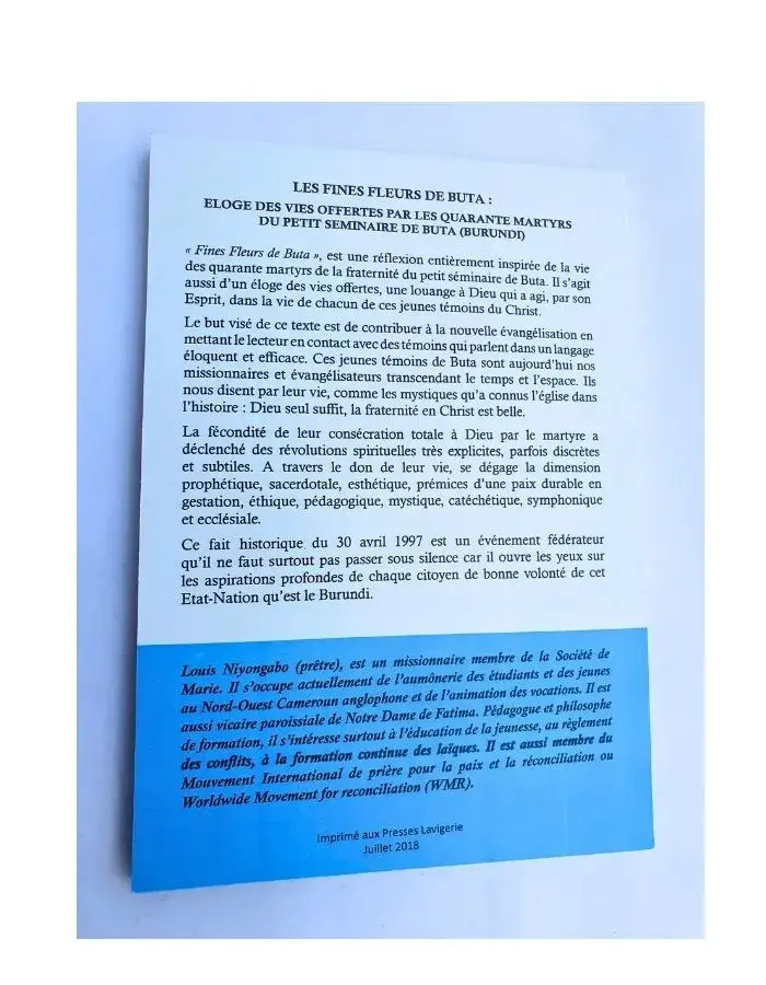 Les Fines Fleurs de Buta — Éloge des vies offertes par les quarante martyrs du petit séminaire de Buta (Louis Niyongabo)