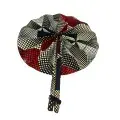 Éventail Artisanal Africain en Tissu Wax Rouge, Noir et Blanc – Fait Main