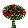 Éventail Artisanal Africain en Tissu Wax Rouge et Vert – Fait Main