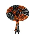 Éventail Artisanal Africain en Tissu Wax Orange et Noir – Fait Main