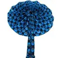 Éventail Artisanal Africain en Tissu Wax Bleu Graphique – Fait Main