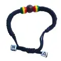Bracelet Rasta Ajustable Noir avec Perles Rouge Jaune Vert – Fait Main