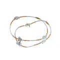 Chevillères Perlées Gris Perle & Orange, Éclats Nacrés (Paire, 26 cm)