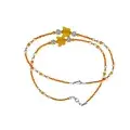 Chevillères Perlées Orange, Papillon Ambré (Paire, 30 cm)