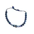 Bracelet Crâne Couronné Bleu – Version Ajustable