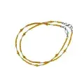 Chevillères Perlées Moutarde Uni, Tubes Argentés (Paire, 27 cm)