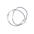 Chevillères Perlées Bleu Roi, Cristal Lavande (Paire, 25 cm)